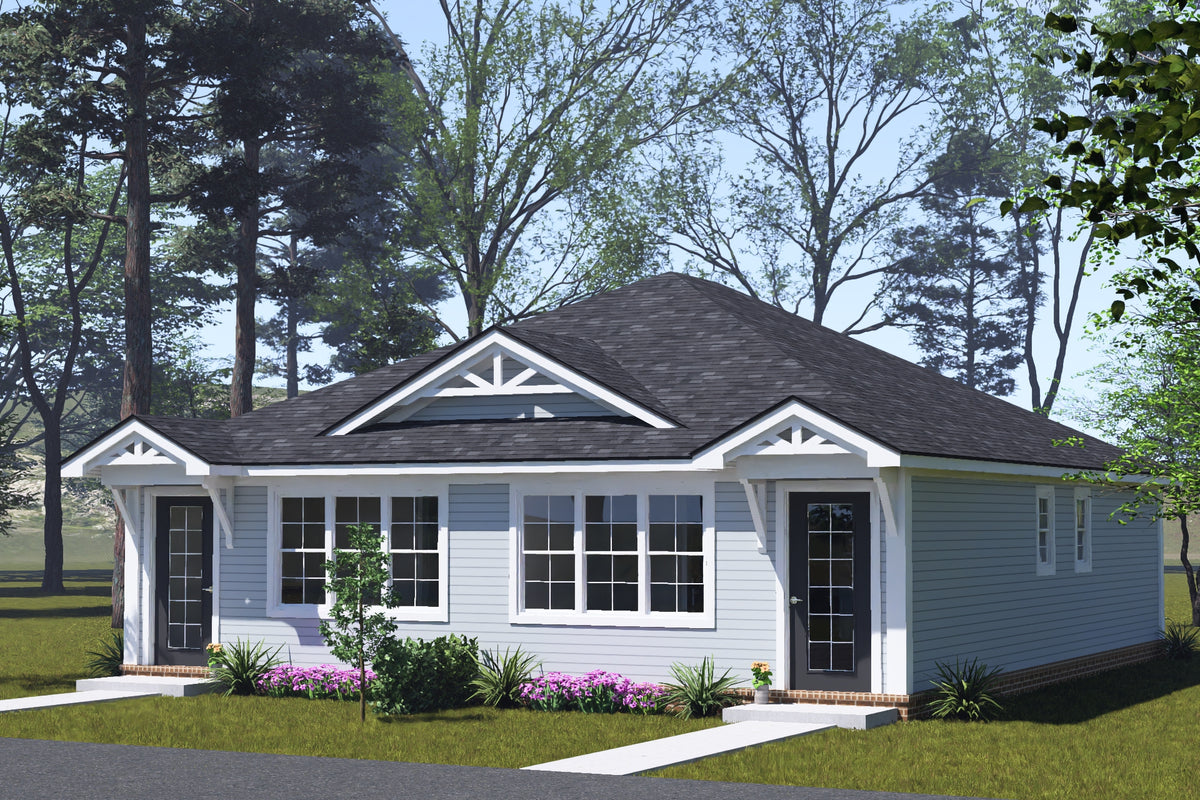 J7924-E Craftsman Duplex House, 2 Bedrooms, 2 Bathrooms | Plan 24643 Exterior-3
