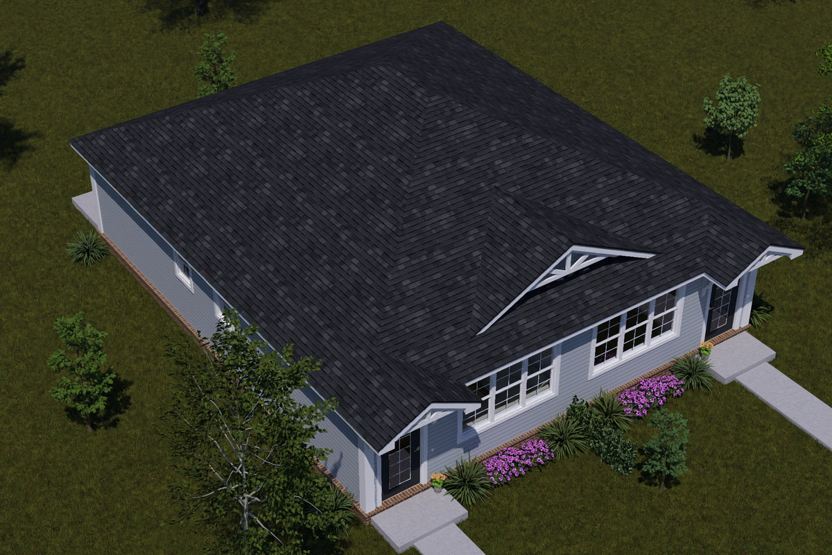 J7924-E Craftsman Duplex House, 2 Bedrooms, 2 Bathrooms | Plan 24643 Exterior-6