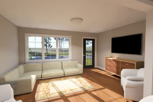 J7924-E Craftsman Duplex House Living Room, 2 Bedrooms, 2 Bathrooms | Plan 24643 