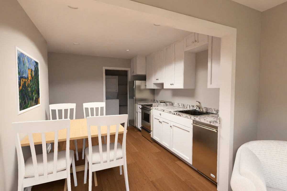J7924-E Craftsman Duplex House Kitchen/Dining, 2 Bedrooms, 2 Bathrooms | Plan 24643 