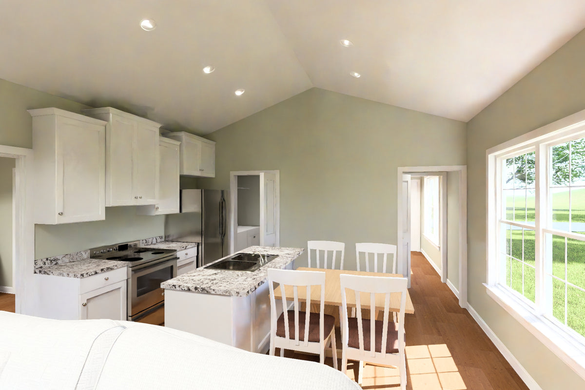 J7926-E Cottage House Kitchen, 3 Bedrooms, 2 Bathrooms | Plan 24645 