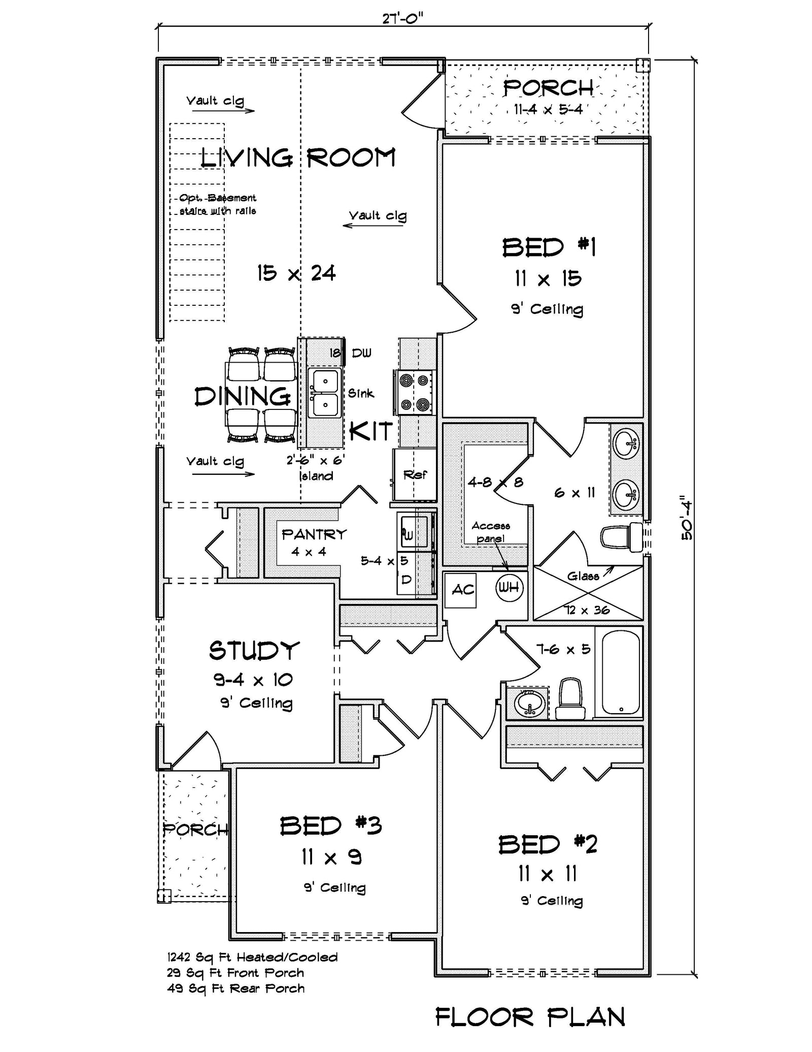J7926-E Cottage House, 3 Bedrooms, 2 Bathrooms | Plan 24645 Exterior
