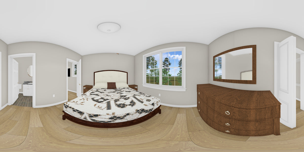 J7927-E Cottage House Bedroom Panorama, 3 Bedrooms, 3 Bathrooms | Plan 24646 