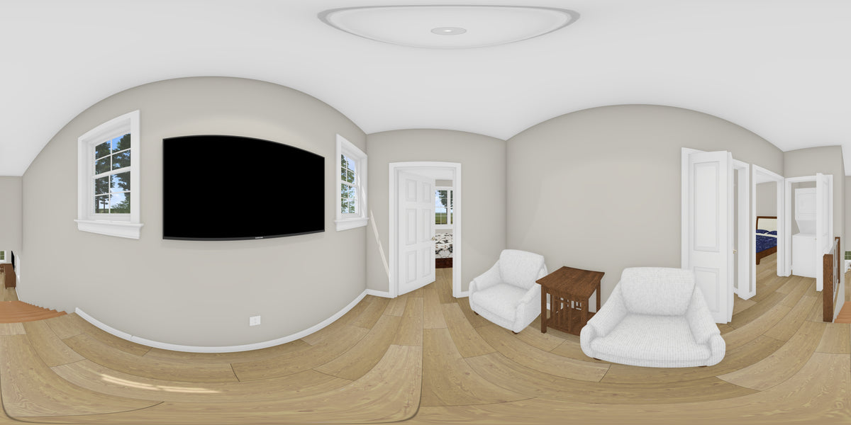 J7927-E Cottage House TV Alcove Panorama, 3 Bedrooms, 3 Bathrooms | Plan 24646 