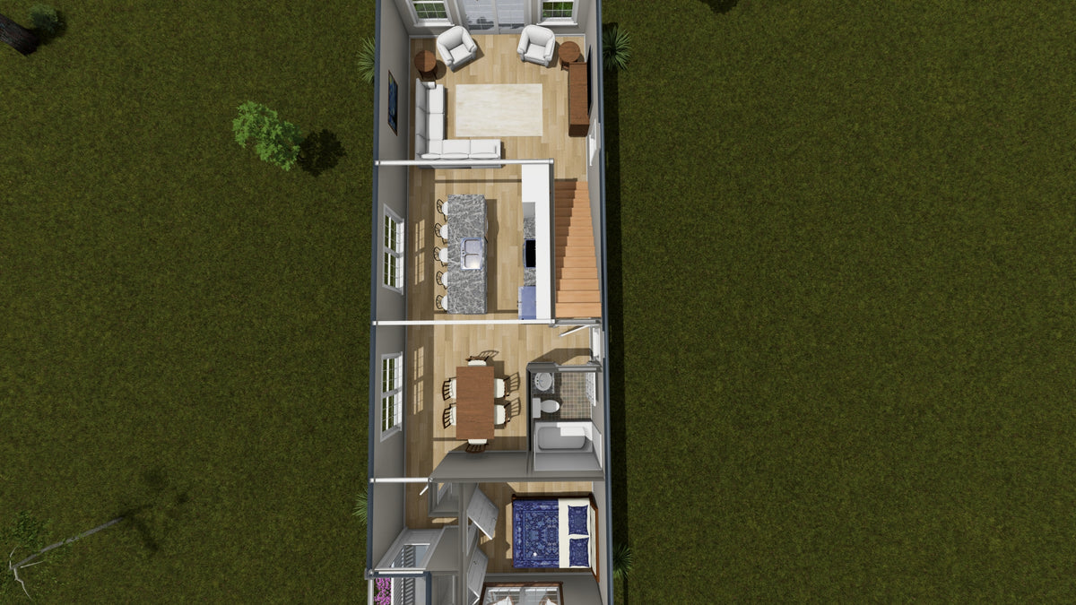 J7927-E Cottage House 3D First Floor, 3 Bedrooms, 3 Bathrooms | Plan 24646 