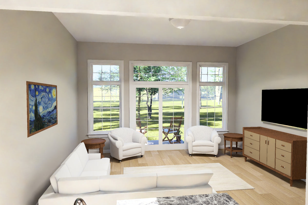 J7927-E Cottage House Living Room, 3 Bedrooms, 3 Bathrooms | Plan 24646 
