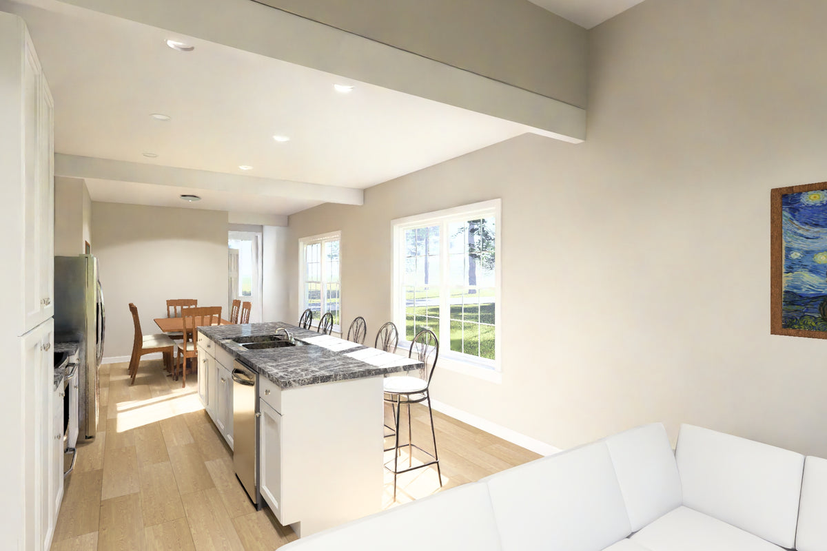 J7927-E Cottage House Kitchen, 3 Bedrooms, 3 Bathrooms | Plan 24646 