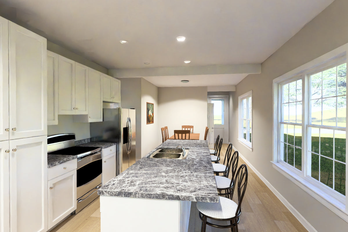 J7927-E Cottage House Kitchen, 3 Bedrooms, 3 Bathrooms | Plan 24646 