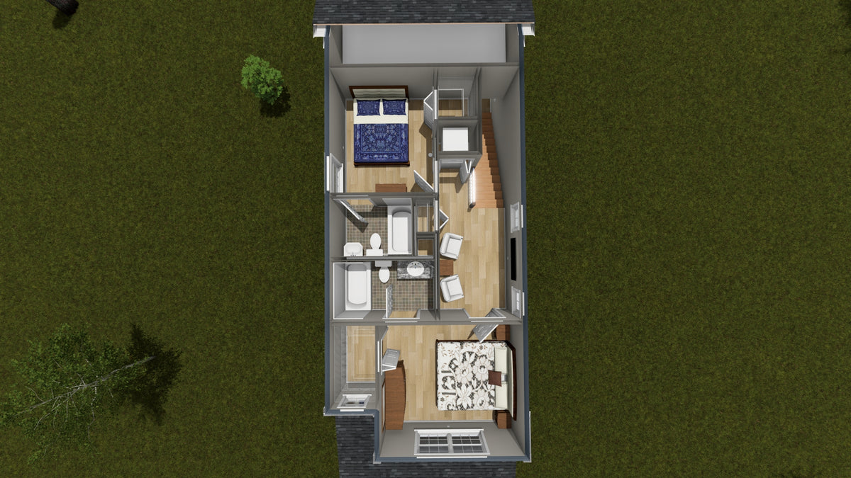 J7927-E Cottage House 3D Second Floor, 3 Bedrooms, 3 Bathrooms | Plan 24646 