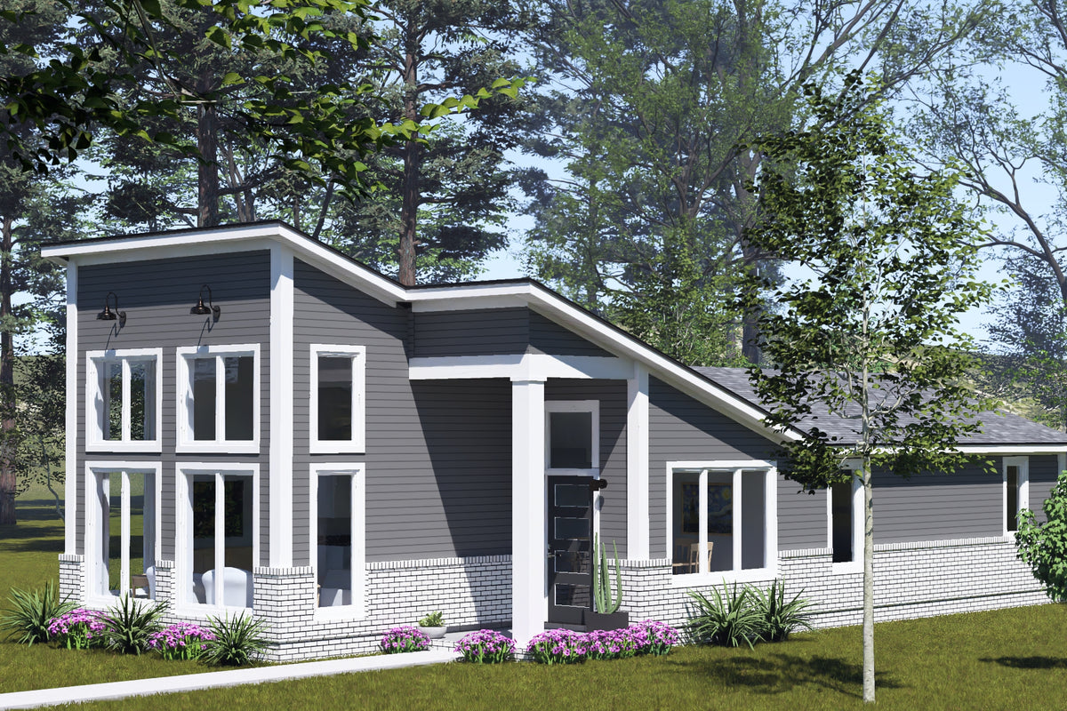 J7928-E Modern House, 2 Bedrooms, 2 Bathrooms | Plan 24647 Exterior-3