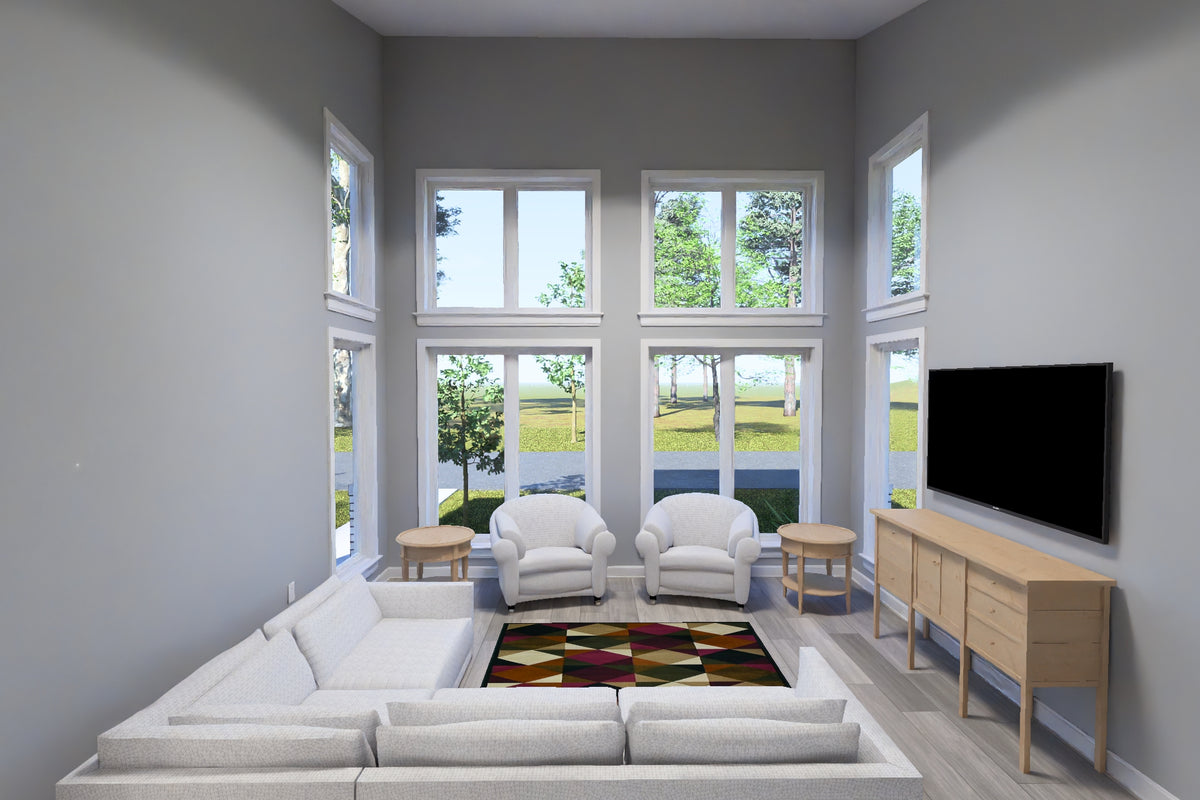 J7928-E Modern House Living Room, 2 Bedrooms, 2 Bathrooms | Plan 24647 