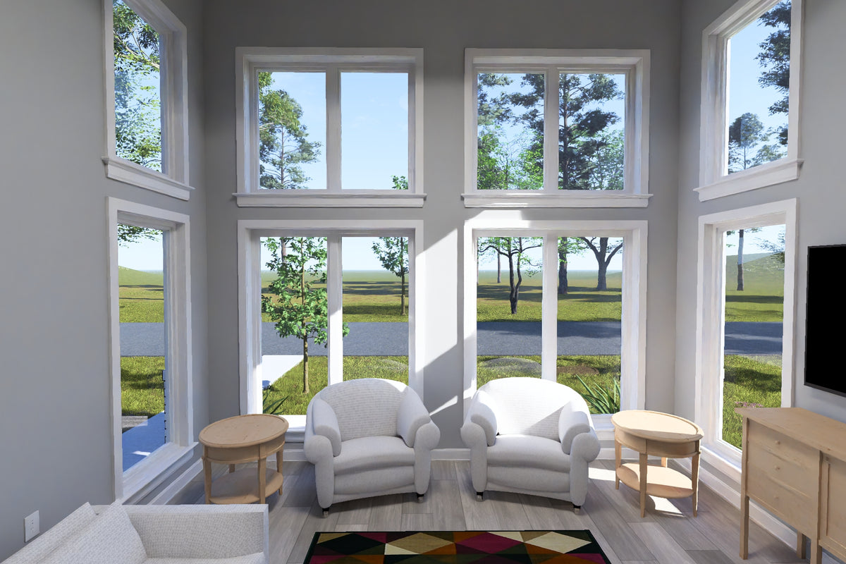 J7928-E Modern House Living Room, 2 Bedrooms, 2 Bathrooms | Plan 24647 