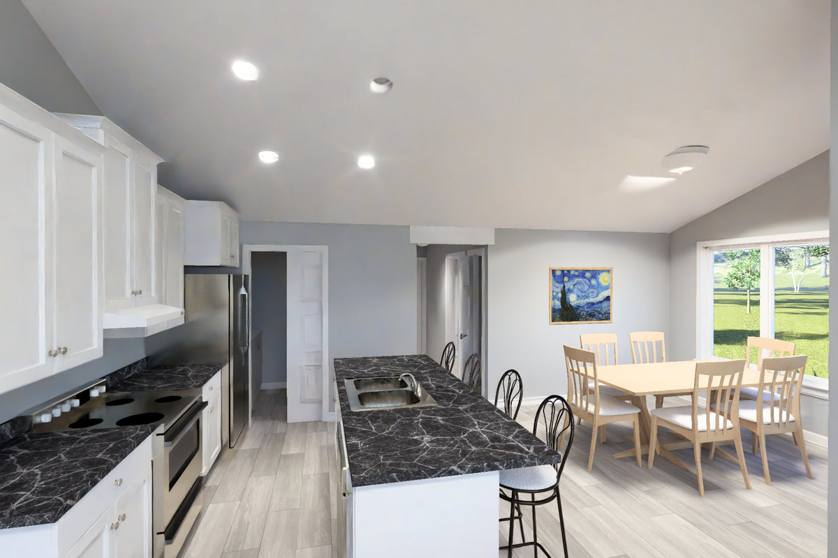 J7928-E Modern House Kitchen, 2 Bedrooms, 2 Bathrooms | Plan 24647 