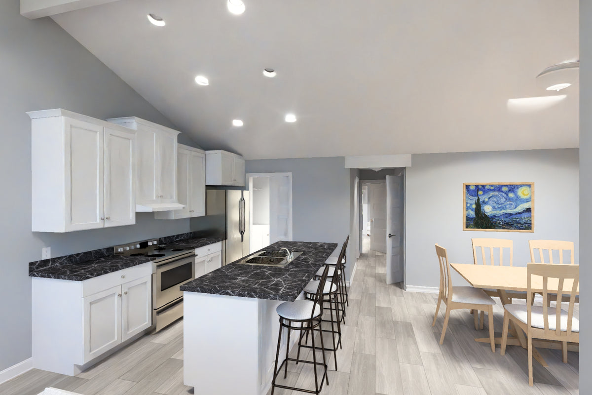 J7928-E Modern House Kitchen, 2 Bedrooms, 2 Bathrooms | Plan 24647 