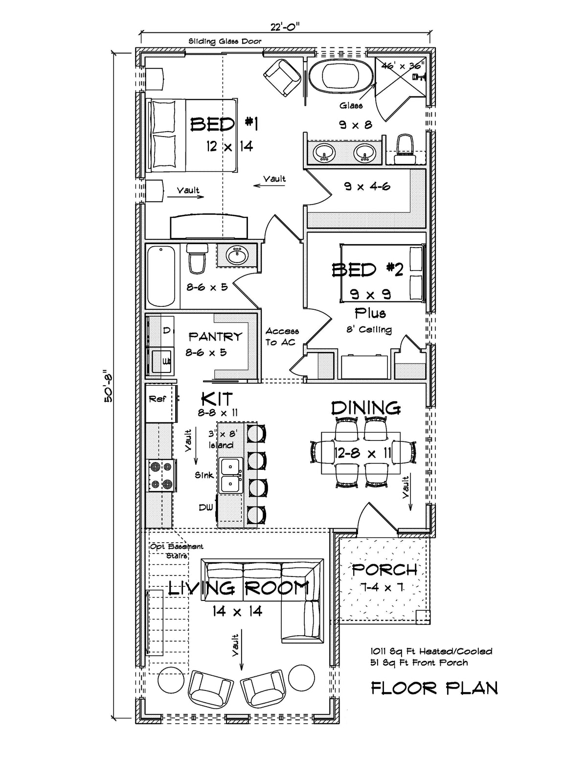 J7928-E Modern House First Floor Plan, 2 Bedrooms, 2 Bathrooms | Plan 24647 