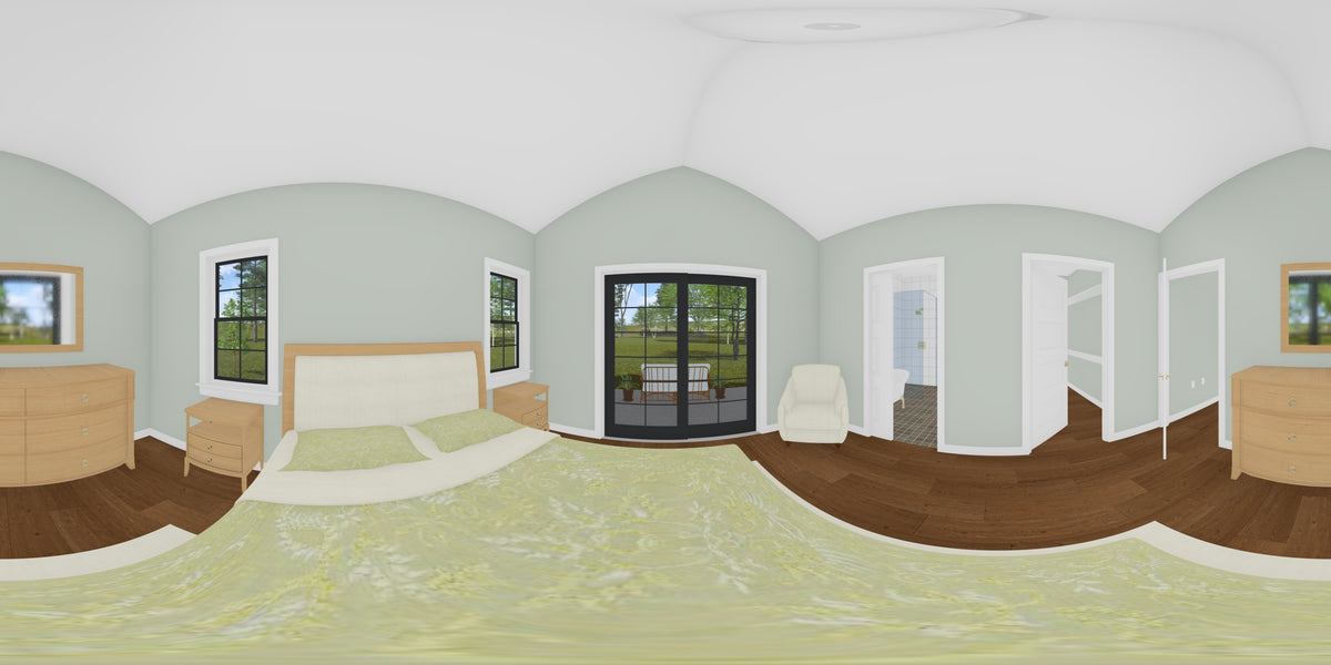 J7929-E Cottage House Bedroom Panorama, 2 Bedrooms, 2 Bathrooms | Plan 24648