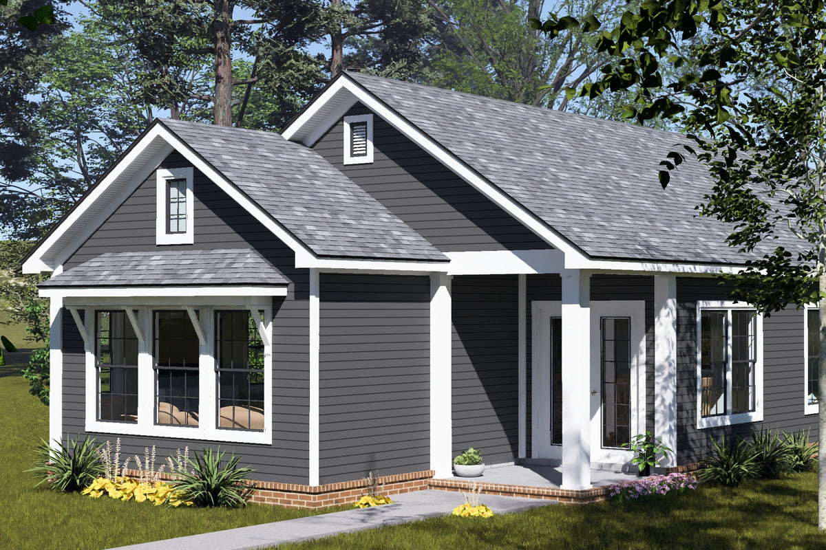 J7929-E Cottage House, 2 Bedrooms, 2 Bathrooms | Plan 24648 Exterior-2