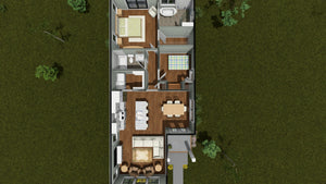 J7929-E Cottage House 3D First Floor, 2 Bedrooms, 2 Bathrooms | Plan 24648