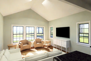 J7929-E Cottage House Living Room, 2 Bedrooms, 2 Bathrooms | Plan 24648