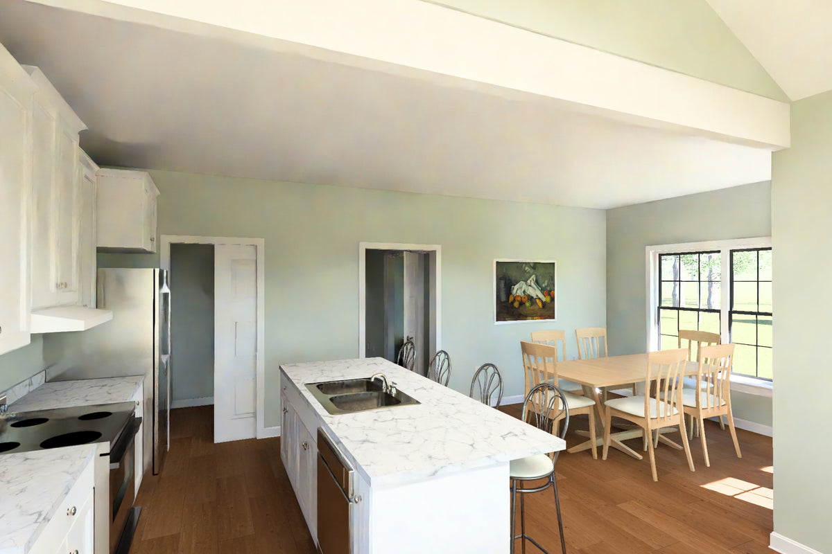 J7929-E Cottage House Kitchen and Dining, 2 Bedrooms, 2 Bathrooms | Plan 24648