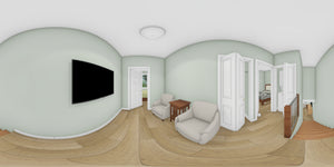 J7930-E Traditional Duplex House TV Alcove Panorama, 6 Bedrooms, 6 Bathrooms | Plan 24649 