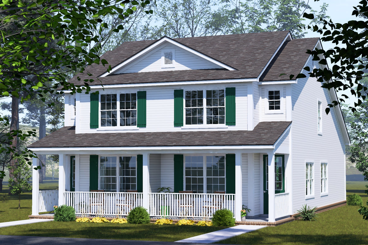 J7930-E Traditional Duplex House, 6 Bedrooms, 6 Bathrooms | Plan 24649 Exterior-7