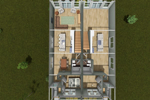 J7930-E Traditional Duplex House 3D First Floor, 6 Bedrooms, 6 Bathrooms | Plan 24649 