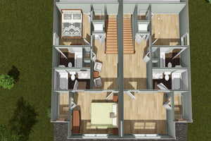J7930-E Traditional Duplex House 3D Second Floor, 6 Bedrooms, 6 Bathrooms | Plan 24649 