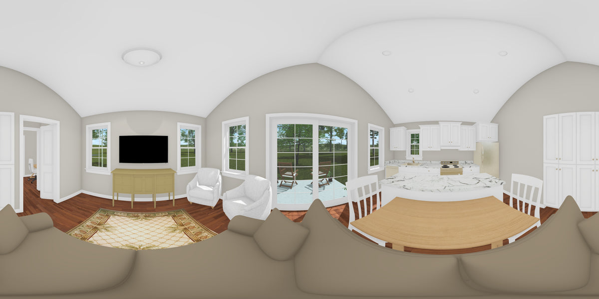 J7931-E Cottage House Living Panorama, 1 Bedroom, 1 Bathroom | Plan 24650 
