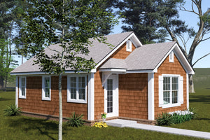 J7931-E Cottage House, 1 Bedroom, 1 Bathroom | Plan 24650 Exterior-2