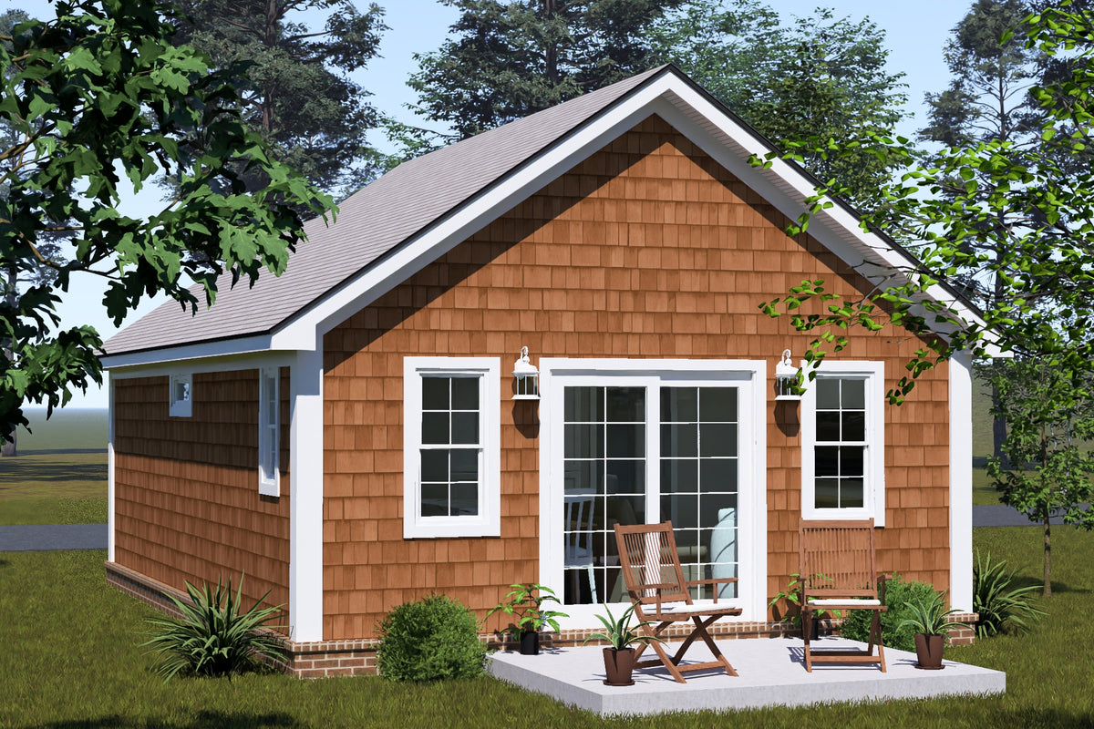 J7931-E Cottage House, 1 Bedroom, 1 Bathroom | Plan 24650 Exterior-4