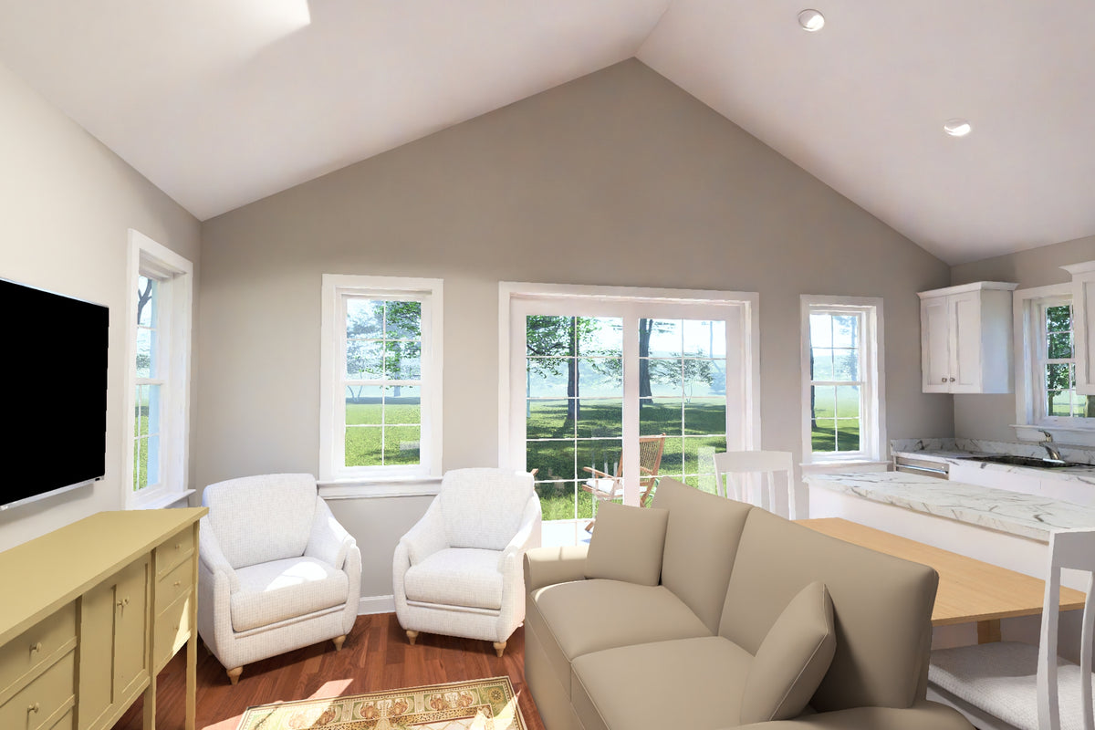 J7931-E Cottage House Living, 1 Bedroom, 1 Bathroom | Plan 24650 