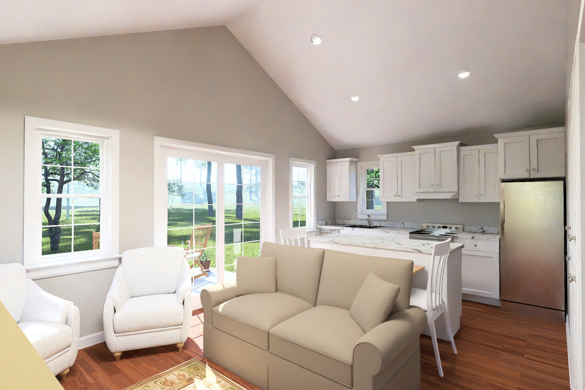 J7931-E Cottage House Living, 1 Bedroom, 1 Bathroom | Plan 24650 