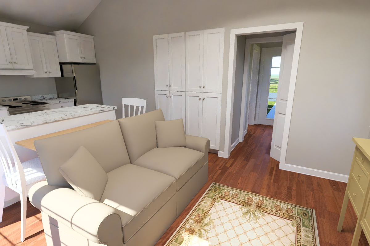 J7931-E Cottage House Living, 1 Bedroom, 1 Bathroom | Plan 24650 