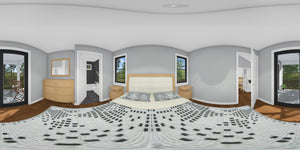 J8125-E Cottage House, 2 Bedrooms, 2 Bathrooms | Driftwood Harbor House Plan Bedroom Panorama
