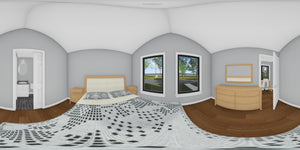 J8125-E Cottage House, 2 Bedrooms, 2 Bathrooms | Driftwood Harbor House Plan Bedroom Panorama