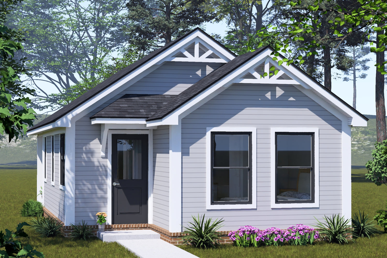 J8125-E Cottage House, 2 Bedrooms, 2 Bathrooms | Driftwood Harbor House Plan Exterior