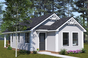J8125-E Cottage House, 2 Bedrooms, 2 Bathrooms | Driftwood Harbor House Plan Exterior-2