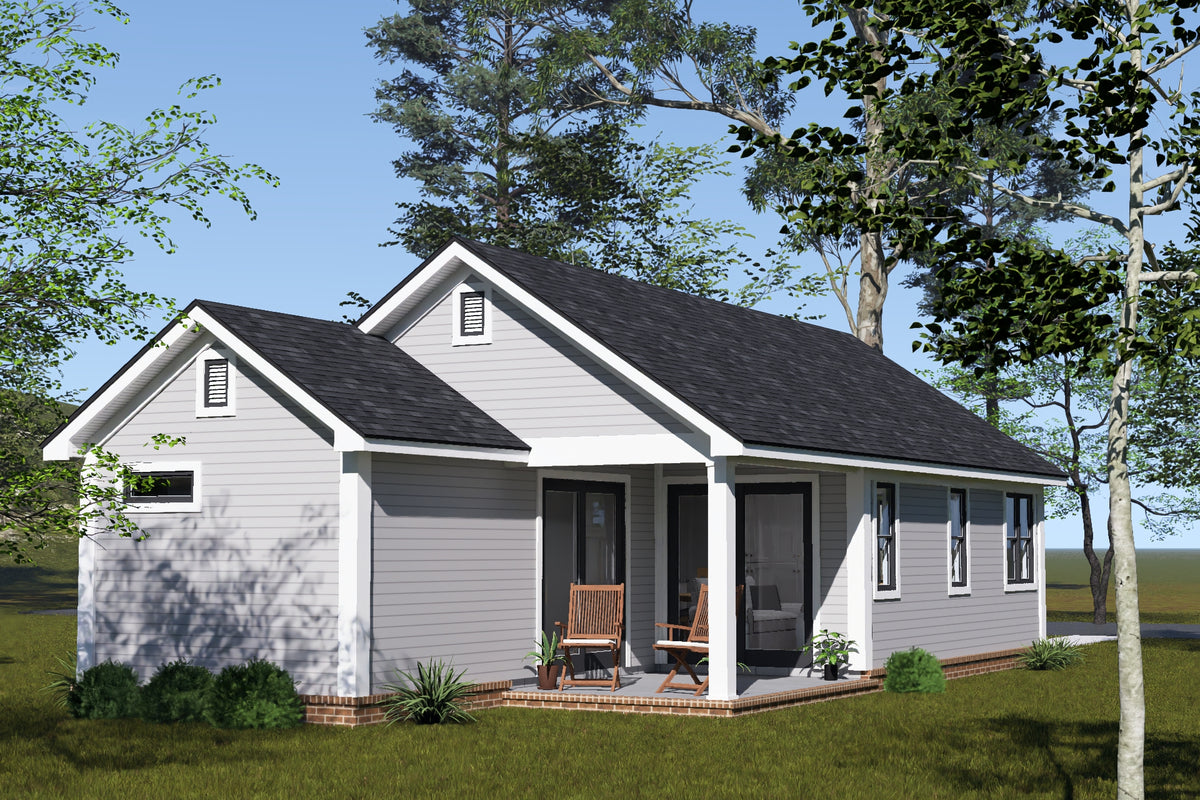 J8125-E Cottage House, 2 Bedrooms, 2 Bathrooms | Driftwood Harbor House Plan Exterior-3
