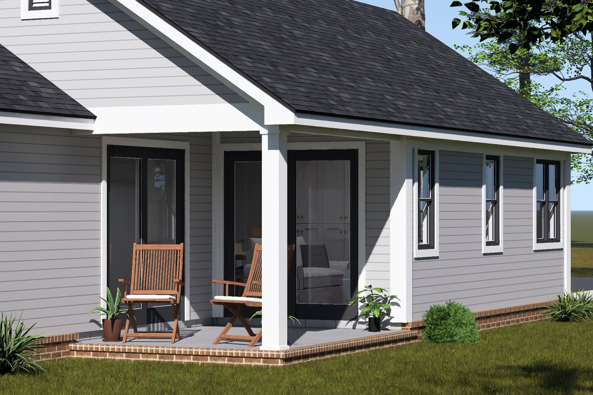 J8125-E Cottage House, 2 Bedrooms, 2 Bathrooms | Driftwood Harbor House Plan Exterior-4