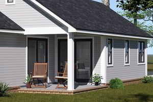 J8125-E Cottage House, 2 Bedrooms, 2 Bathrooms | Driftwood Harbor House Plan Exterior-4
