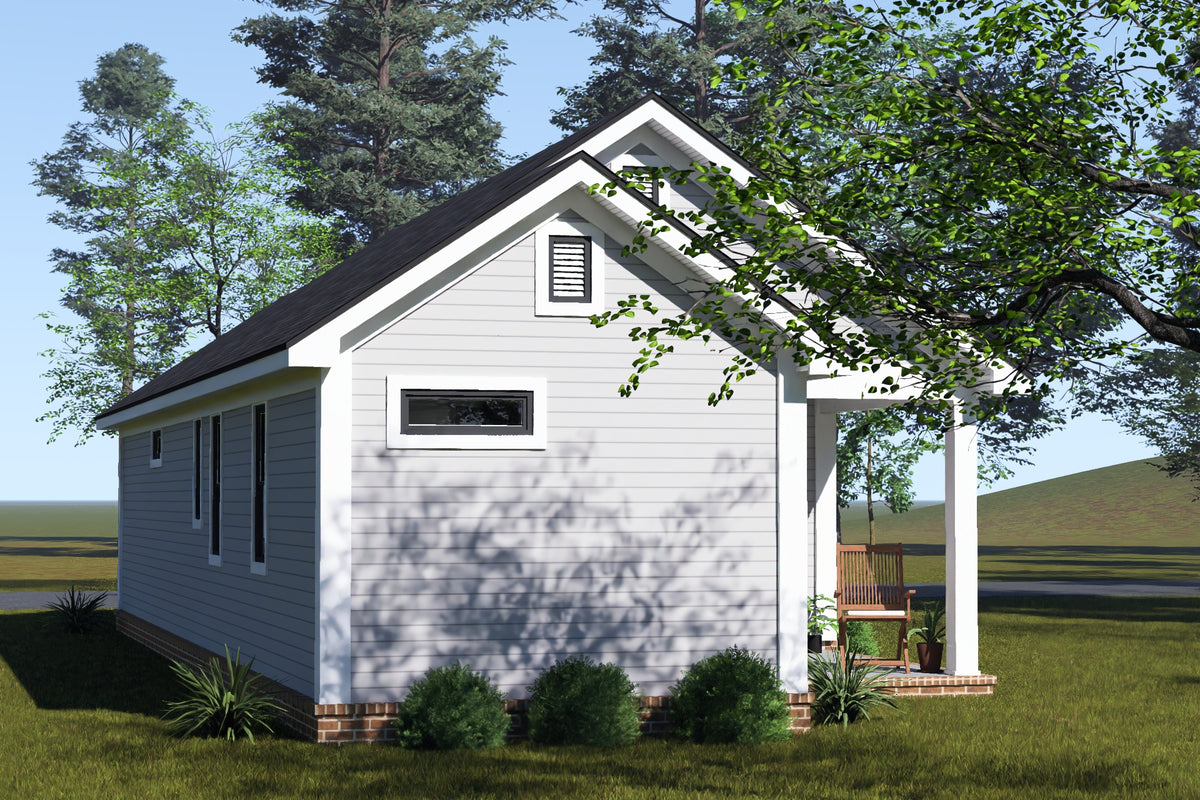 J8125-E Cottage House, 2 Bedrooms, 2 Bathrooms | Driftwood Harbor House Plan Exterior-5