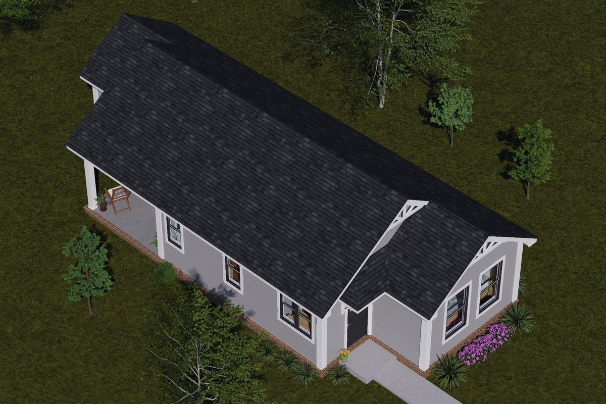 J8125-E Cottage House, 2 Bedrooms, 2 Bathrooms | Driftwood Harbor House Plan Exterior-7