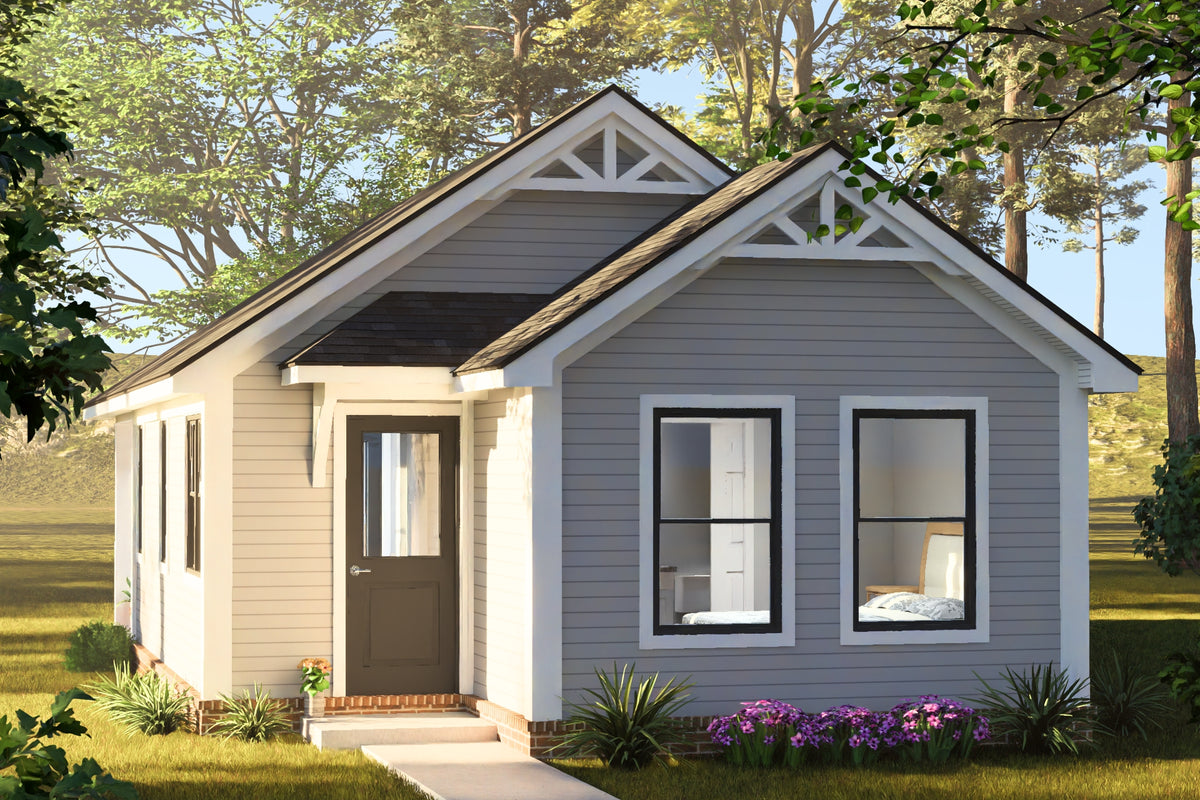 J8125-E Cottage House, 2 Bedrooms, 2 Bathrooms | Driftwood Harbor House Plan Exterior-8