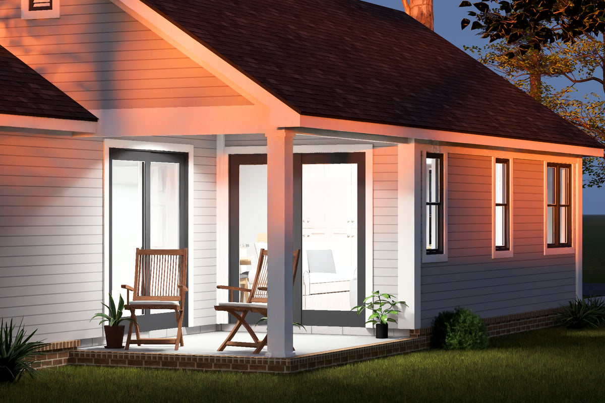 J8125-E Cottage House, 2 Bedrooms, 2 Bathrooms | Driftwood Harbor House Plan Exterior-9
