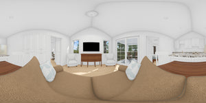 J8126-E Cottage Duplex House, 4 Bedrooms, 4 Bathrooms | Alderhaven Bluff House Plan Living Panorama