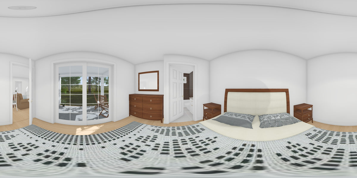 J8126-E Cottage Duplex House, 4 Bedrooms, 4 Bathrooms | Alderhaven Bluff House Plan Bedroom Panorama