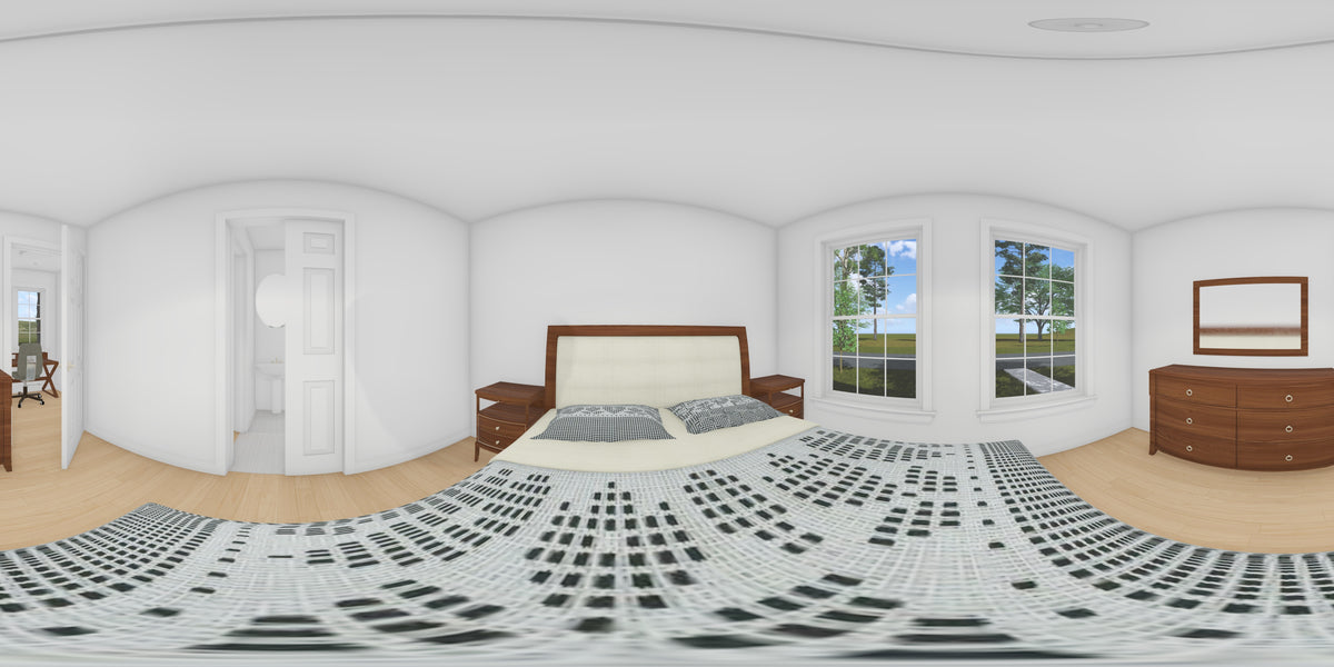 J8126-E Cottage Duplex House, 4 Bedrooms, 4 Bathrooms | Alderhaven Bluff House Plan Bedroom Panorama