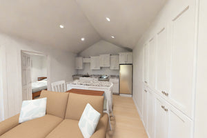 J8126-E Cottage Duplex House Kitchen, 4 Bedrooms, 4 Bathrooms | Alderhaven Bluff House Plan 