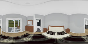 J8128-E Modern Duplex House, 4 Bedrooms, 4 Bathrooms | Clearwater Pointe House Plan Bedroom Panorama